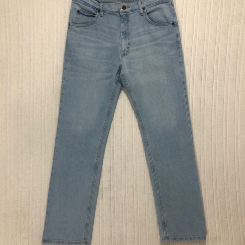 Wrangler Mens Five Star Premium Denim Light Wash Straight Leg Jeans 34x32